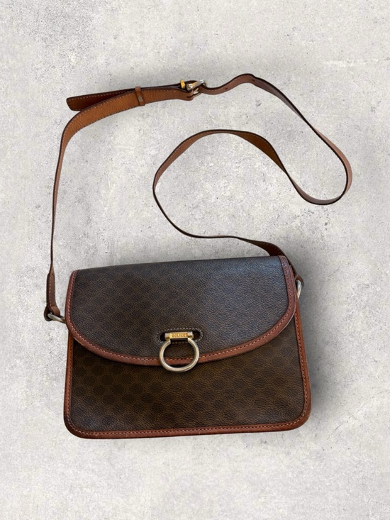 Celine Handbags - Celine Brown Leather Crossbody Bag with Ring Hardware